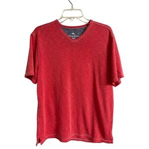 Tommy Bahama Mens Red V-Neck T-Shirt Bali Skyline Tencel Modal Blend Medium